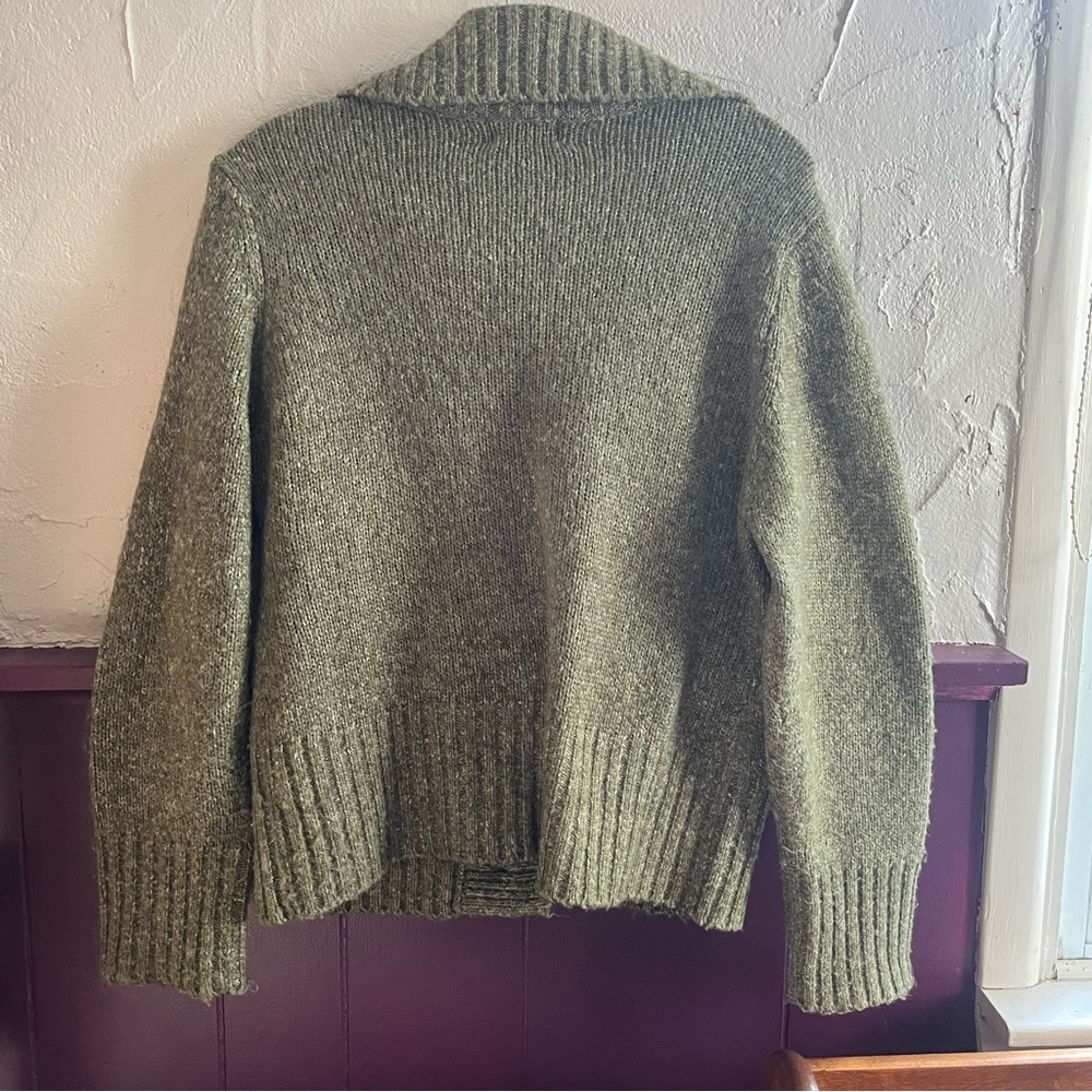 Women's Olive Green Button-Up Cardigan - Picture 6 of 6